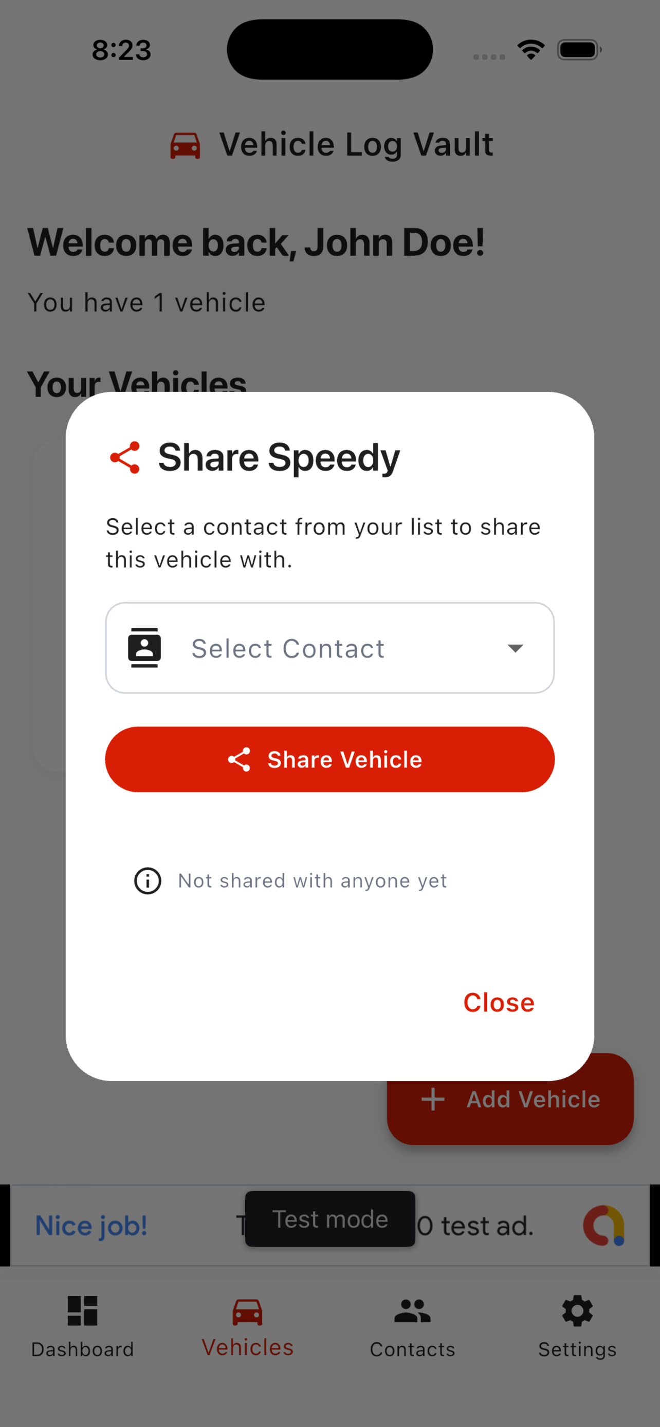 Share vehicle with family or mechanic